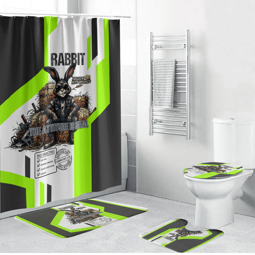Rabbit Powered By Hay And Attitude Bathroom Set Funny Sarcastic Bunny Diagram Graphic Art