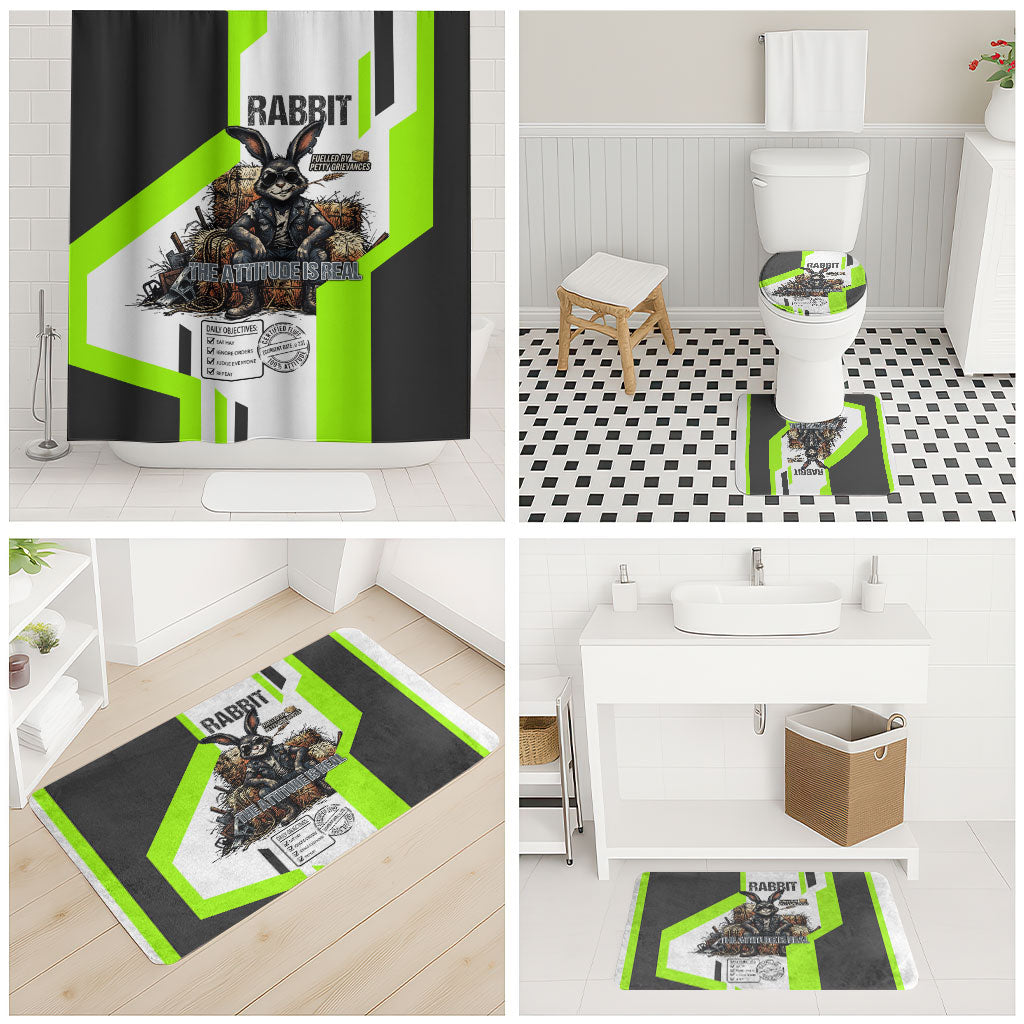 Rabbit Powered By Hay And Attitude Bathroom Set Funny Sarcastic Bunny Diagram Graphic Art