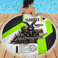 Rabbit Powered By Hay And Attitude Beach Blanket Funny Sarcastic Bunny Diagram Graphic Art