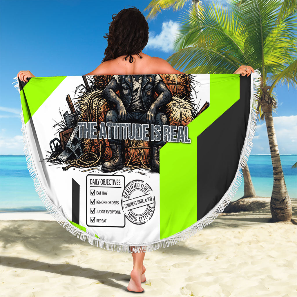 Rabbit Powered By Hay And Attitude Beach Blanket Funny Sarcastic Bunny Diagram Graphic Art