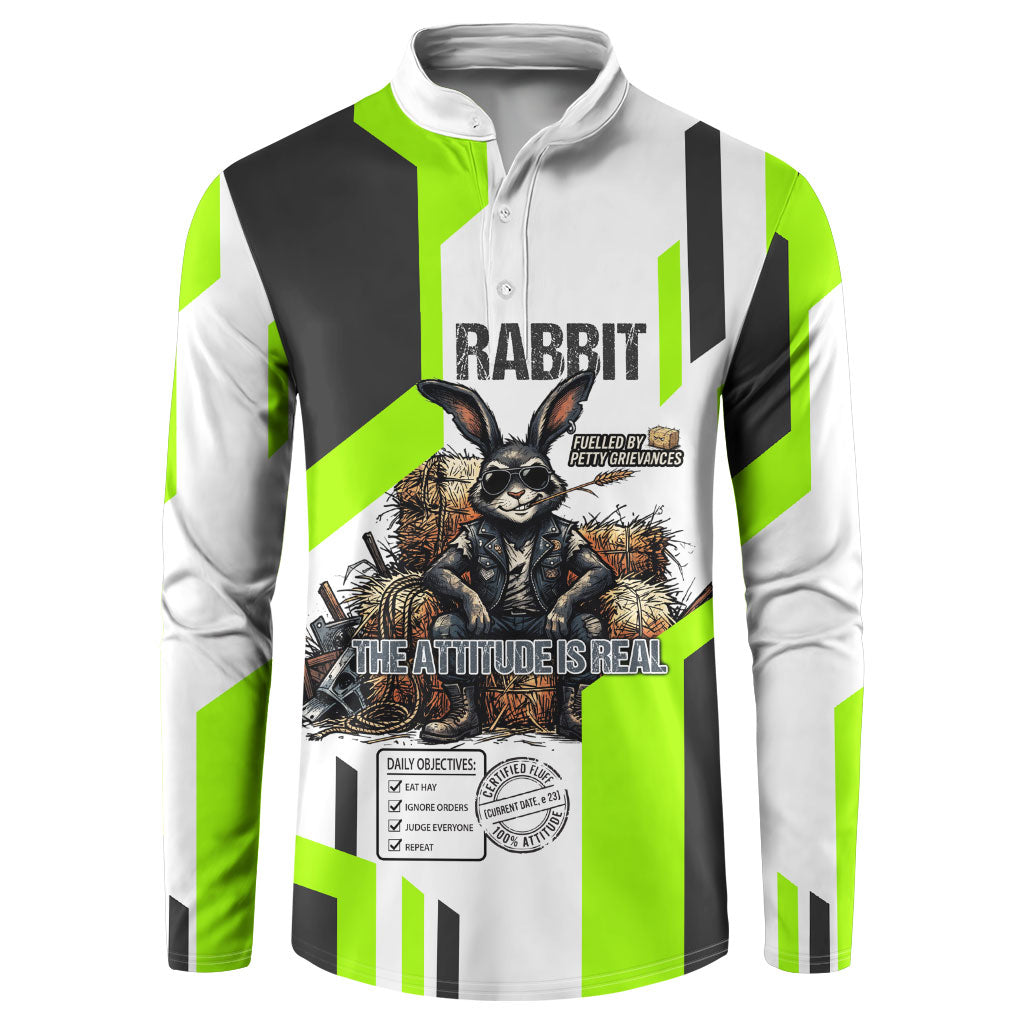 Rabbit Powered By Hay And Attitude Button Sweatshirt Funny Sarcastic Bunny Diagram Graphic Art