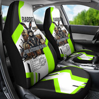 Rabbit Powered By Hay And Attitude Car Seat Cover Funny Sarcastic Bunny Diagram Graphic Art