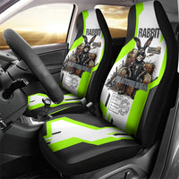 Rabbit Powered By Hay And Attitude Car Seat Cover Funny Sarcastic Bunny Diagram Graphic Art