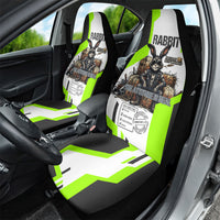 Rabbit Powered By Hay And Attitude Car Seat Cover Funny Sarcastic Bunny Diagram Graphic Art
