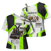 Rabbit Powered By Hay And Attitude Cross Shoulder Shirt Funny Sarcastic Bunny Diagram Graphic Art