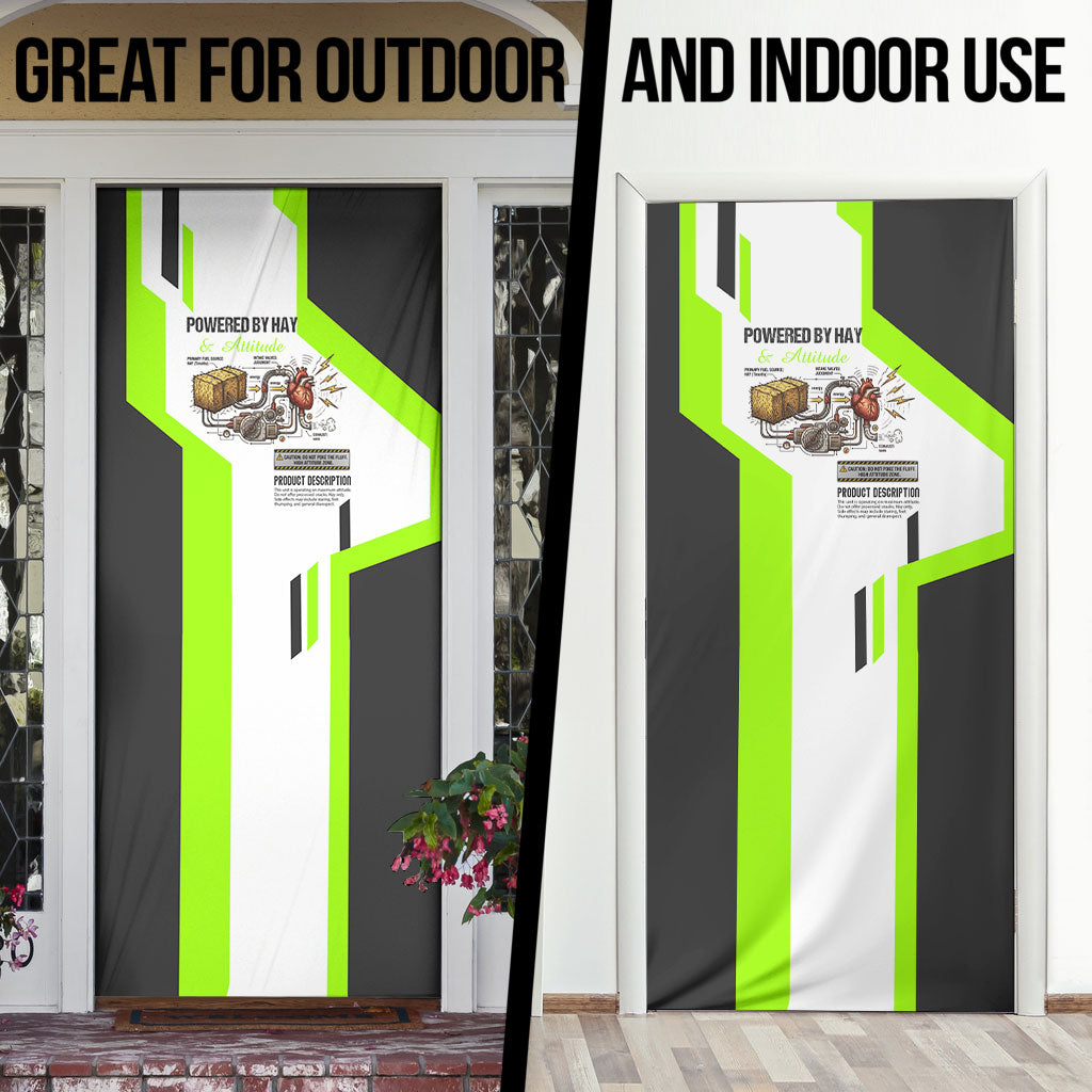 Rabbit Powered By Hay And Attitude Door Cover Funny Sarcastic Bunny Diagram Graphic Art