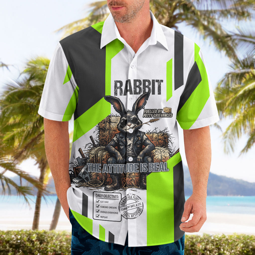 Rabbit Powered By Hay And Attitude Hawaiian Shirt Funny Sarcastic Bunny Diagram Graphic Art