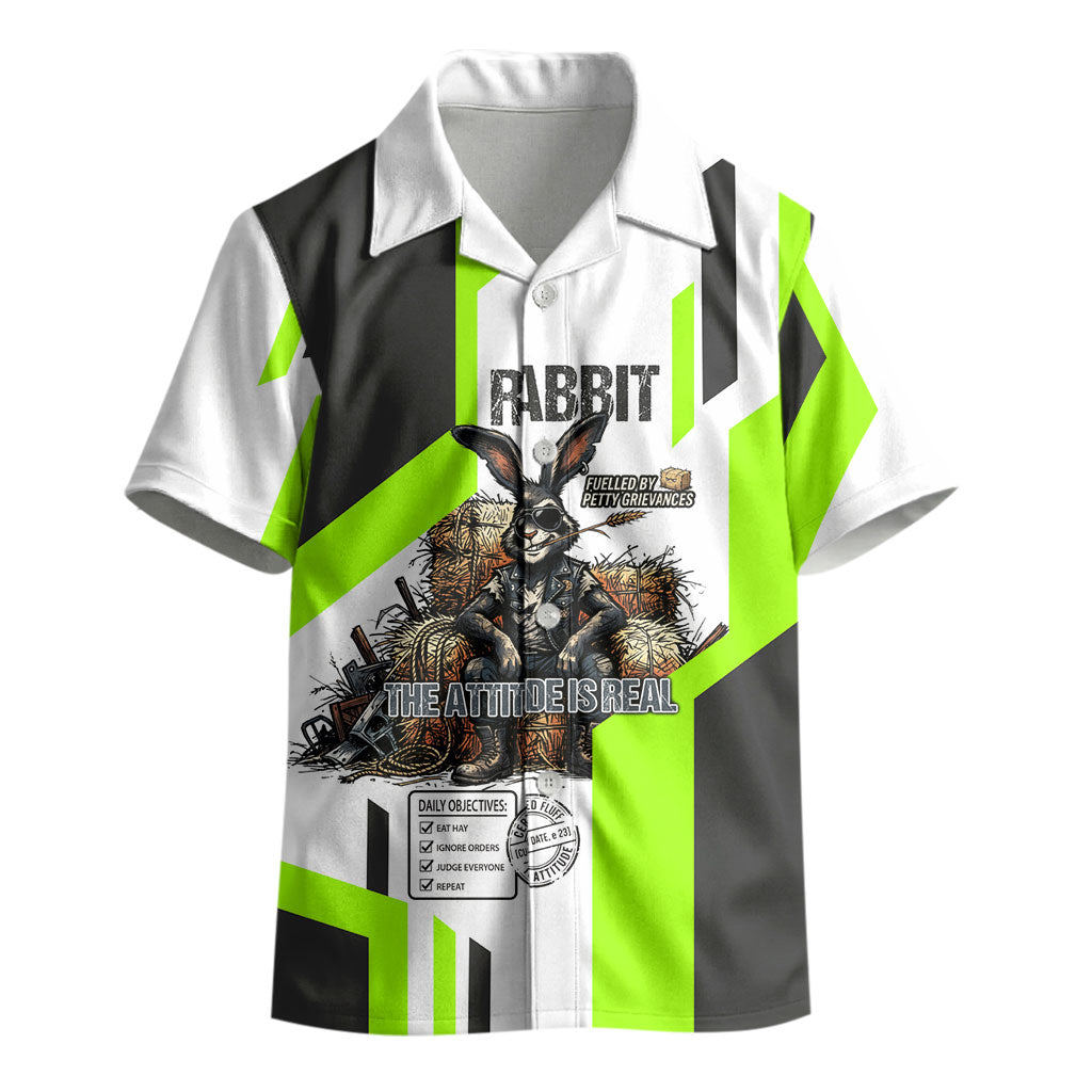 Rabbit Powered By Hay And Attitude Kid Hawaiian Shirt Funny Sarcastic Bunny Diagram Graphic Art