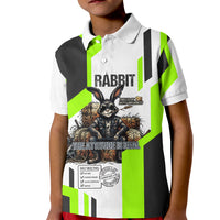 Rabbit Powered By Hay And Attitude Kid Polo Shirt Funny Sarcastic Bunny Diagram Graphic Art