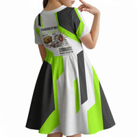 Rabbit Powered By Hay And Attitude Kid Short Sleeve Dress Funny Sarcastic Bunny Diagram Graphic Art