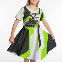 Rabbit Powered By Hay And Attitude Kid Short Sleeve Dress Funny Sarcastic Bunny Diagram Graphic Art
