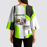 Rabbit Powered By Hay And Attitude Kimono Sleeve Blouse Funny Sarcastic Bunny Diagram Graphic Art