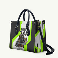 Rabbit Powered By Hay And Attitude Leather Bag Funny Sarcastic Bunny Diagram Graphic Art