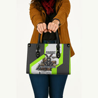 Rabbit Powered By Hay And Attitude Leather Bag Funny Sarcastic Bunny Diagram Graphic Art
