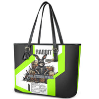 Rabbit Powered By Hay And Attitude Leather Tote Bag Funny Sarcastic Bunny Diagram Graphic Art