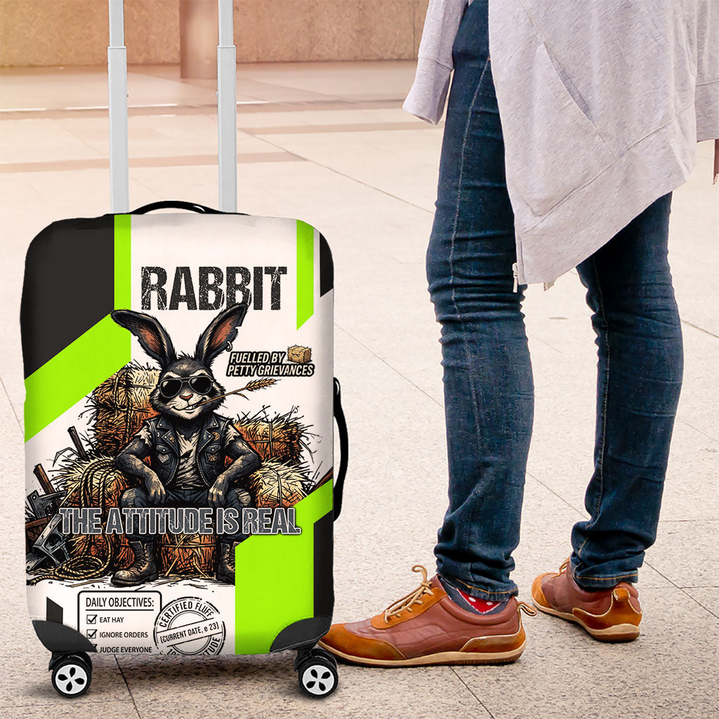 Rabbit Powered By Hay And Attitude Luggage Cover Funny Sarcastic Bunny Diagram Graphic Art