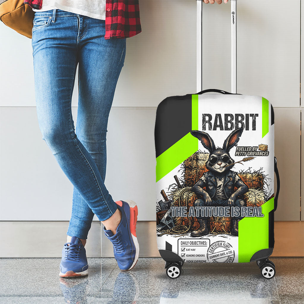 Rabbit Powered By Hay And Attitude Luggage Cover Funny Sarcastic Bunny Diagram Graphic Art