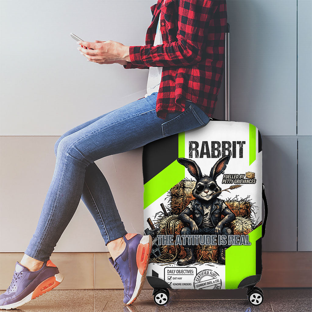 Rabbit Powered By Hay And Attitude Luggage Cover Funny Sarcastic Bunny Diagram Graphic Art