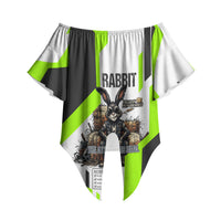 Rabbit Powered By Hay And Attitude Off Shoulder Wrap Waist Top Funny Sarcastic Bunny Diagram Graphic Art