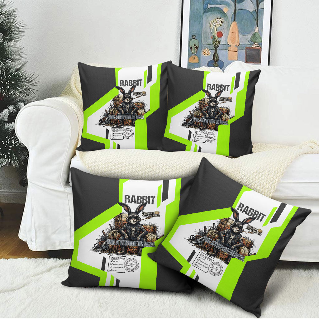 Rabbit Powered By Hay And Attitude Pillow Cover Funny Sarcastic Bunny Diagram Graphic Art