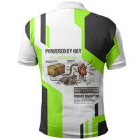 Rabbit Powered By Hay And Attitude Polo Shirt Funny Sarcastic Bunny Diagram Graphic Art