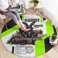 Rabbit Powered By Hay And Attitude Round Carpet Funny Sarcastic Bunny Diagram Graphic Art