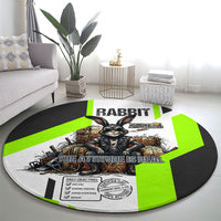 Rabbit Powered By Hay And Attitude Round Carpet Funny Sarcastic Bunny Diagram Graphic Art