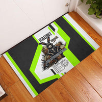 Rabbit Powered By Hay And Attitude Rubber Doormat Funny Sarcastic Bunny Diagram Graphic Art
