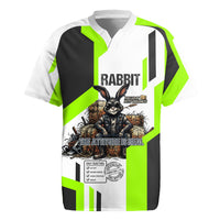 Rabbit Powered By Hay And Attitude Rugby Jersey Funny Sarcastic Bunny Diagram Graphic Art
