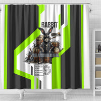 Rabbit Powered By Hay And Attitude Shower Curtain Funny Sarcastic Bunny Diagram Graphic Art