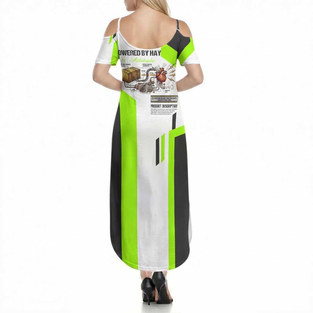 Rabbit Powered By Hay And Attitude Summer Maxi Dress Funny Sarcastic Bunny Diagram Graphic Art