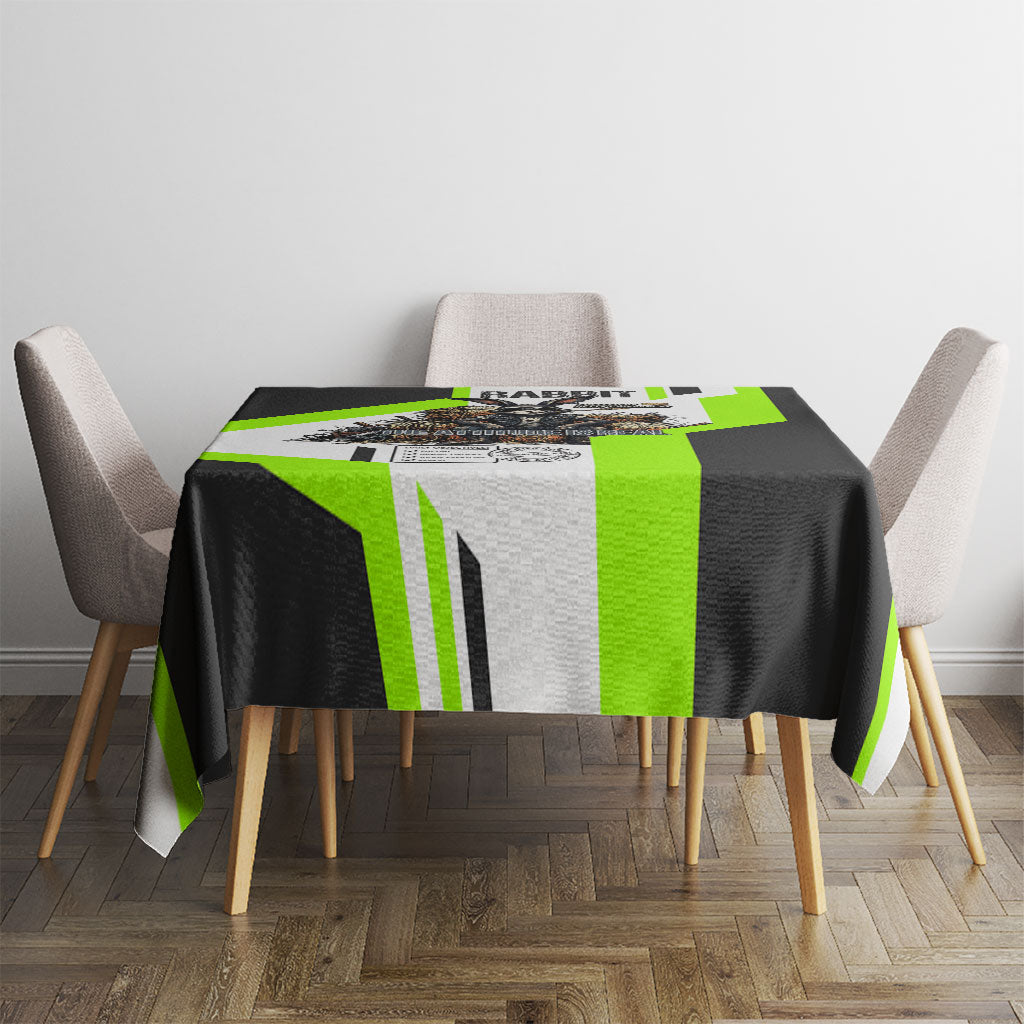 Rabbit Powered By Hay And Attitude Tablecloth Funny Sarcastic Bunny Diagram Graphic Art