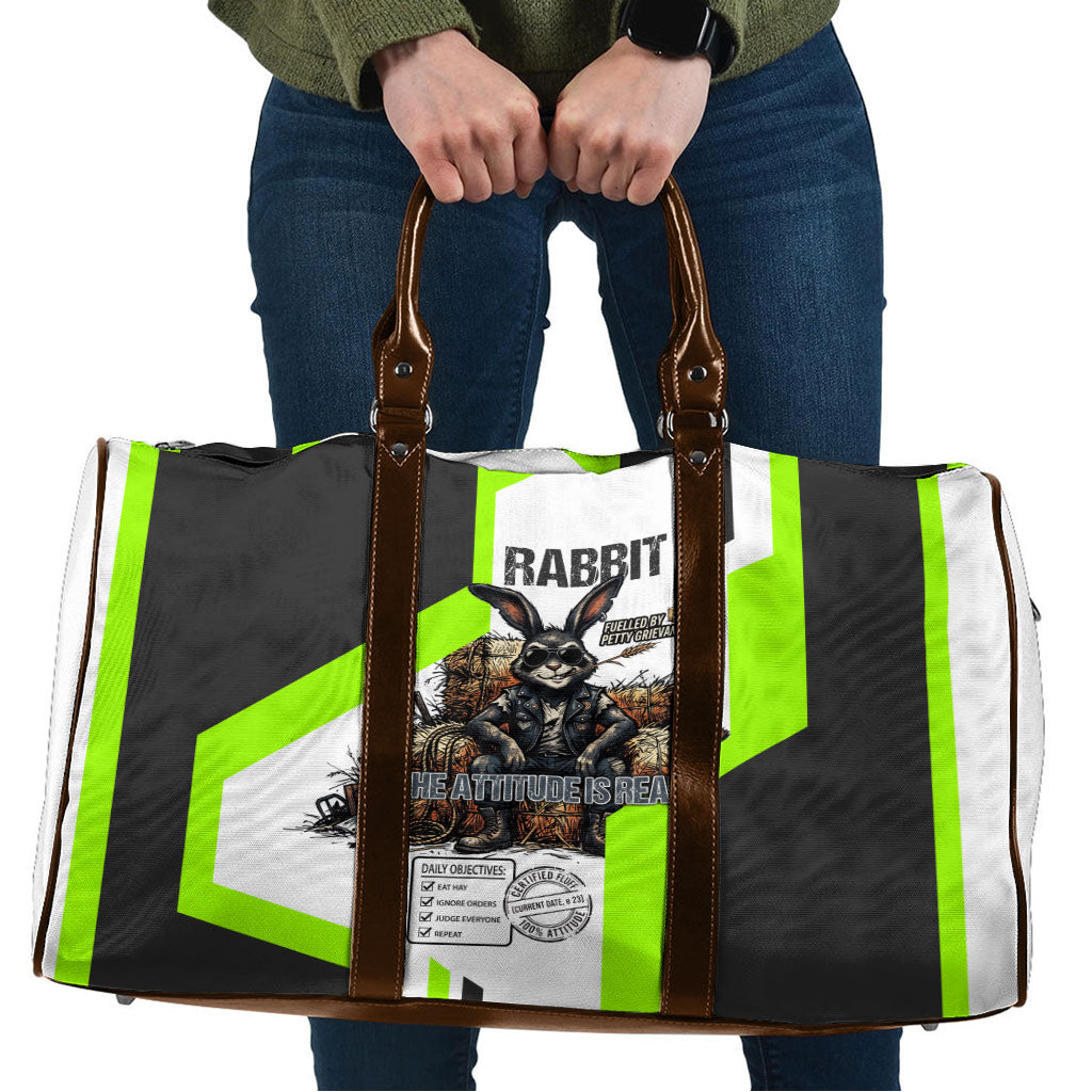 Rabbit Powered By Hay And Attitude Travel Bag Funny Sarcastic Bunny Diagram Graphic Art