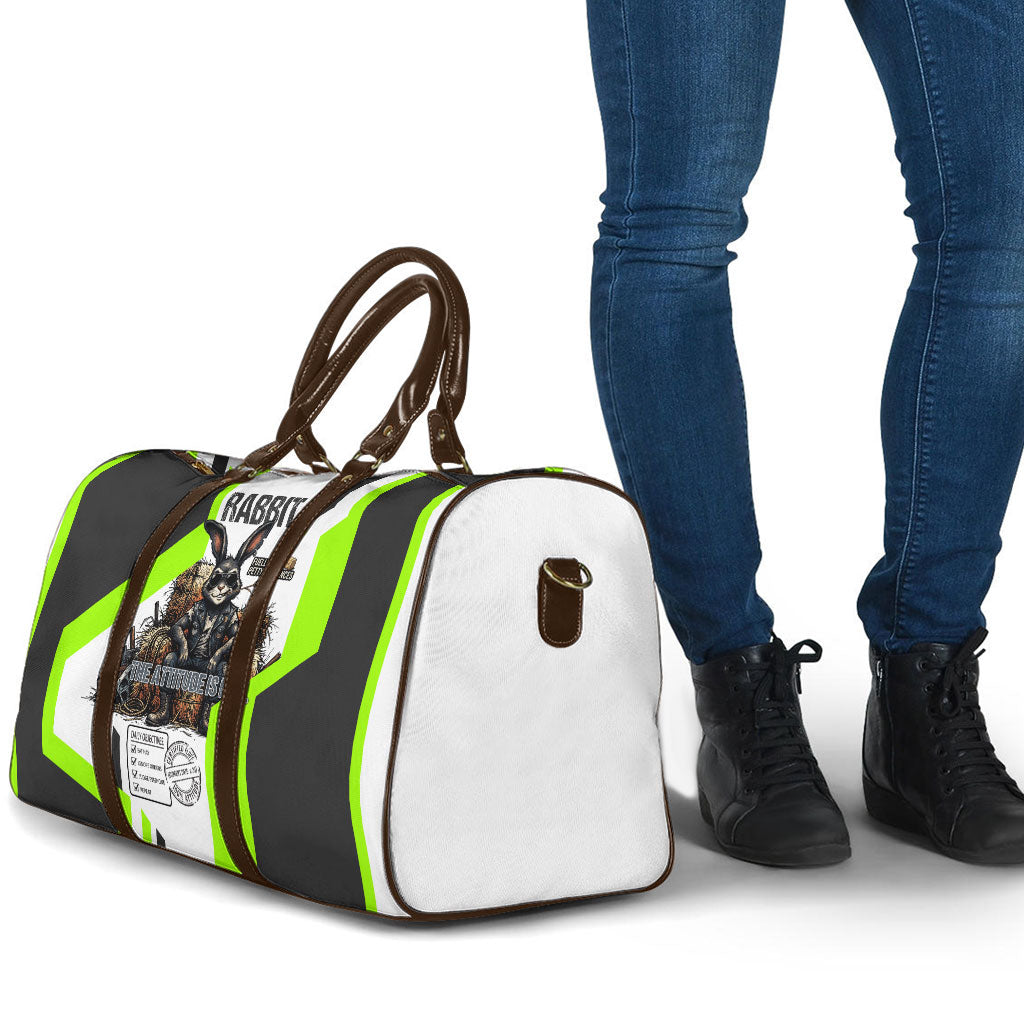 Rabbit Powered By Hay And Attitude Travel Bag Funny Sarcastic Bunny Diagram Graphic Art