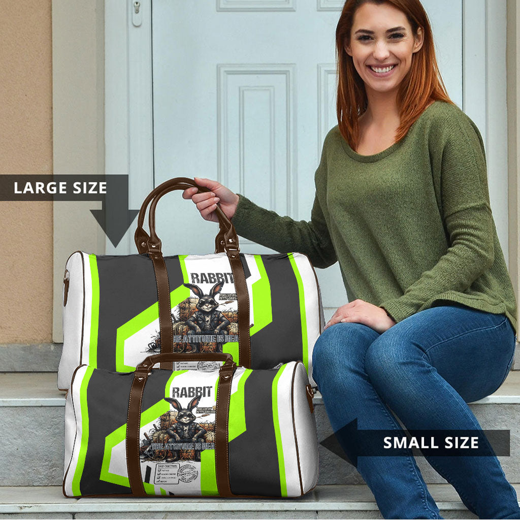 Rabbit Powered By Hay And Attitude Travel Bag Funny Sarcastic Bunny Diagram Graphic Art