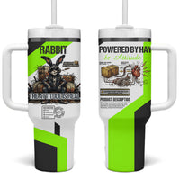 Rabbit Powered By Hay And Attitude Tumbler With Handle Funny Sarcastic Bunny Diagram Graphic Art