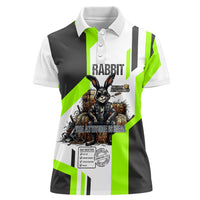 Rabbit Powered By Hay And Attitude Women Polo Shirt Funny Sarcastic Bunny Diagram Graphic Art