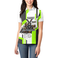 Rabbit Powered By Hay And Attitude Women Polo Shirt Funny Sarcastic Bunny Diagram Graphic Art