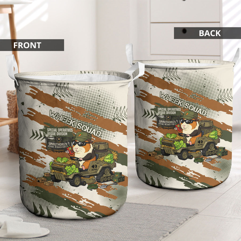 Wheek Squad Guinea Pig Laundry Basket Funny Military Tactical Camo Veggie Division Schematic