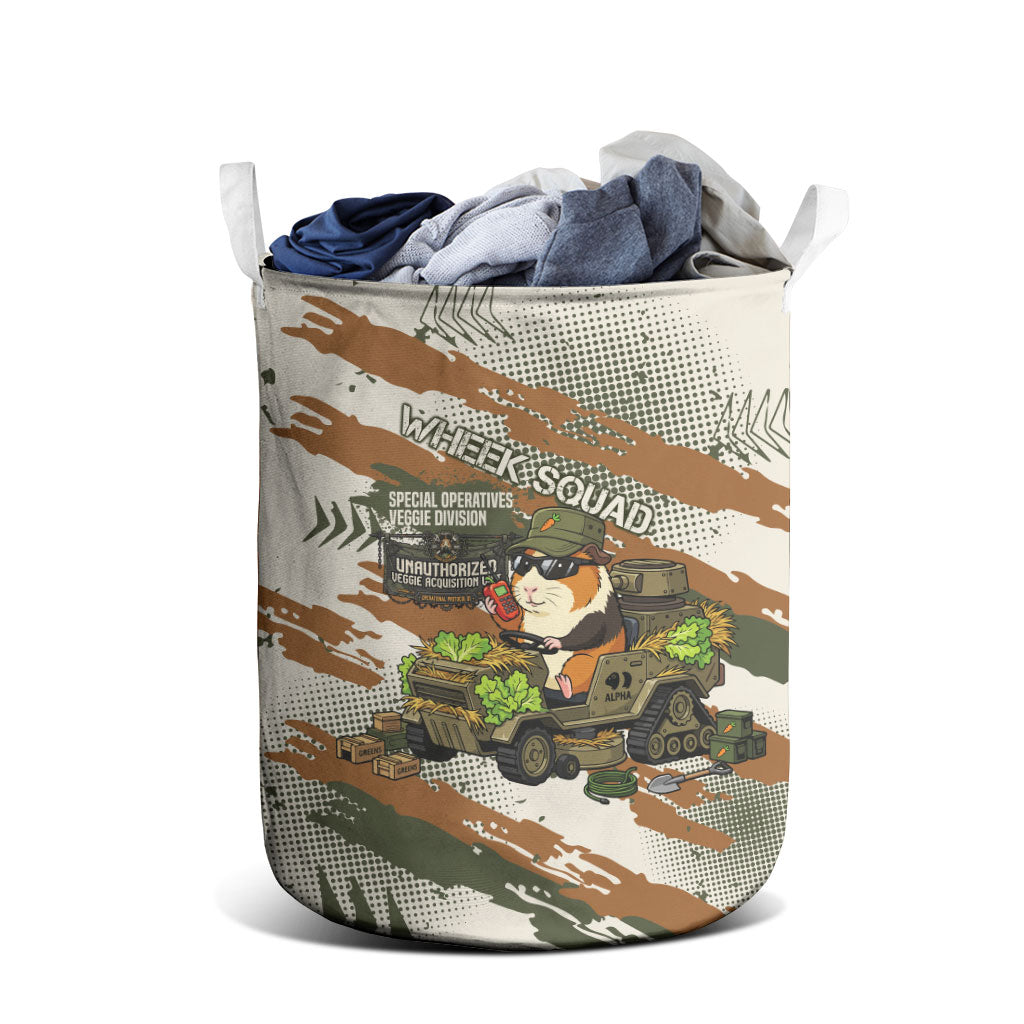 Wheek Squad Guinea Pig Laundry Basket Funny Military Tactical Camo Veggie Division Schematic