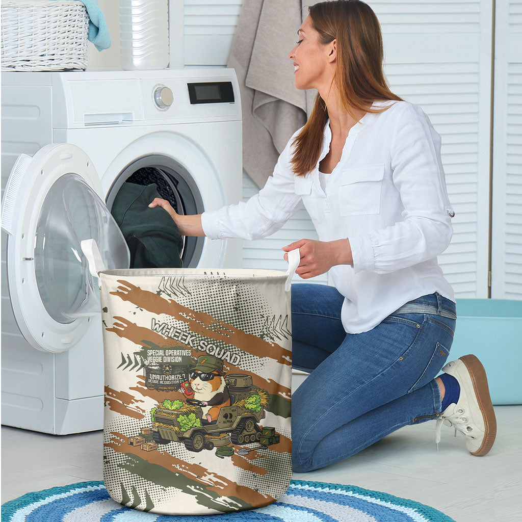 Wheek Squad Guinea Pig Laundry Basket Funny Military Tactical Camo Veggie Division Schematic