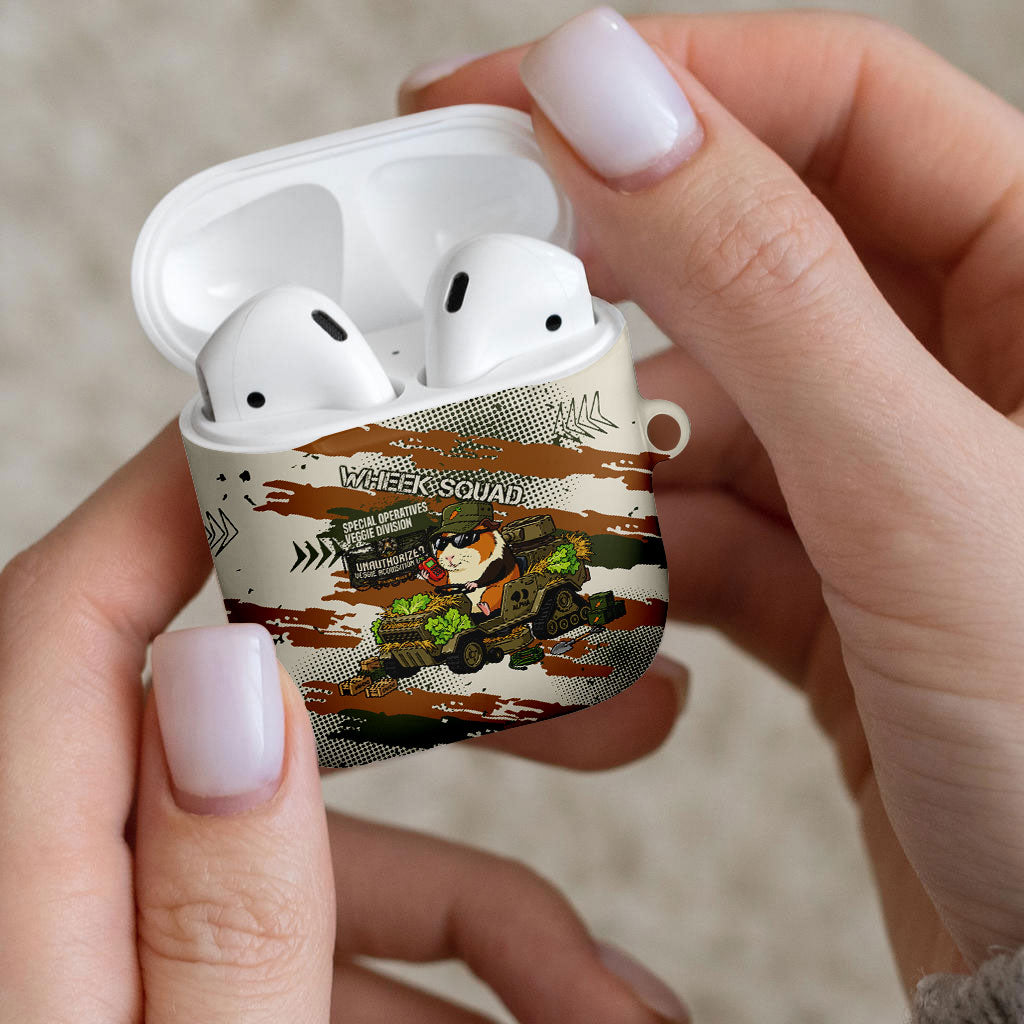Wheek Squad Guinea Pig AirPods Case Funny Military Tactical Camo Veggie Division Schematic