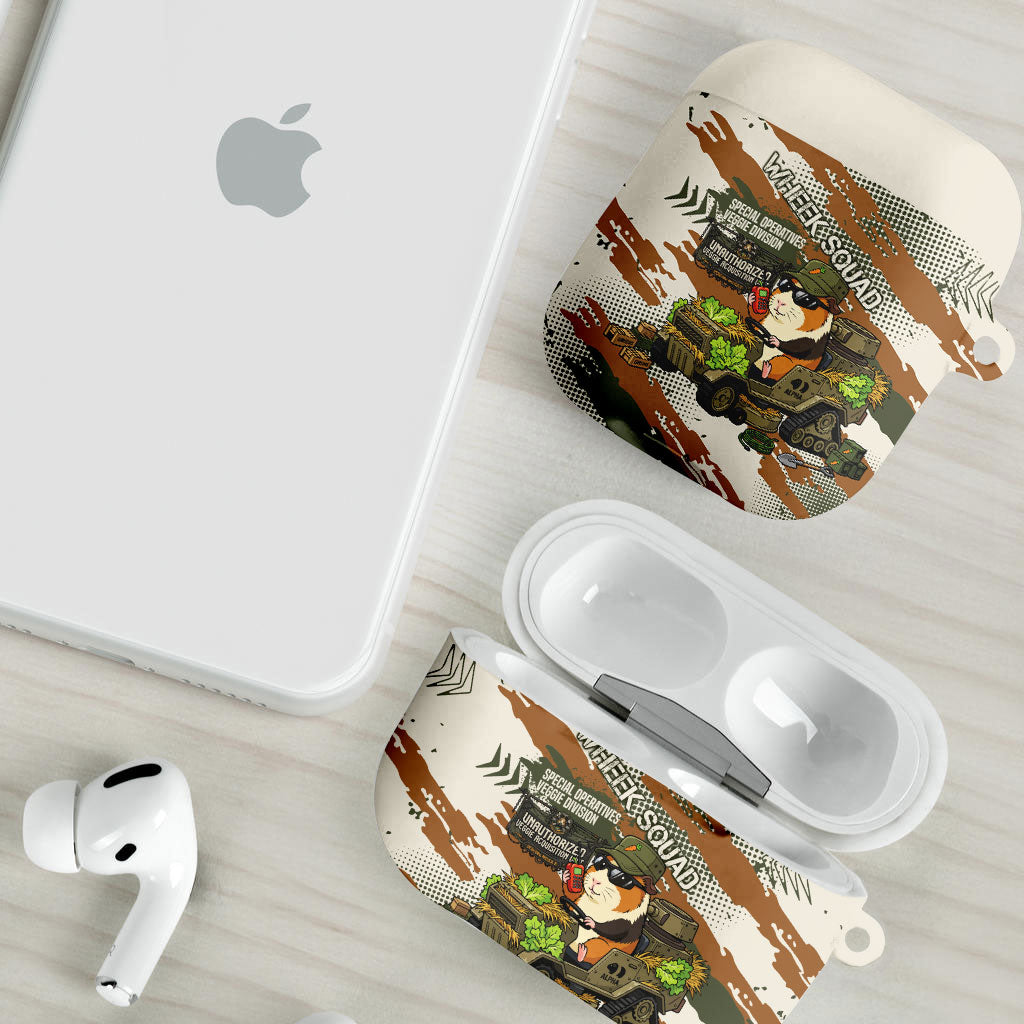 Wheek Squad Guinea Pig AirPods Case Funny Military Tactical Camo Veggie Division Schematic