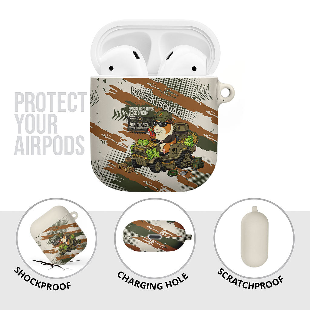 Wheek Squad Guinea Pig AirPods Case Funny Military Tactical Camo Veggie Division Schematic