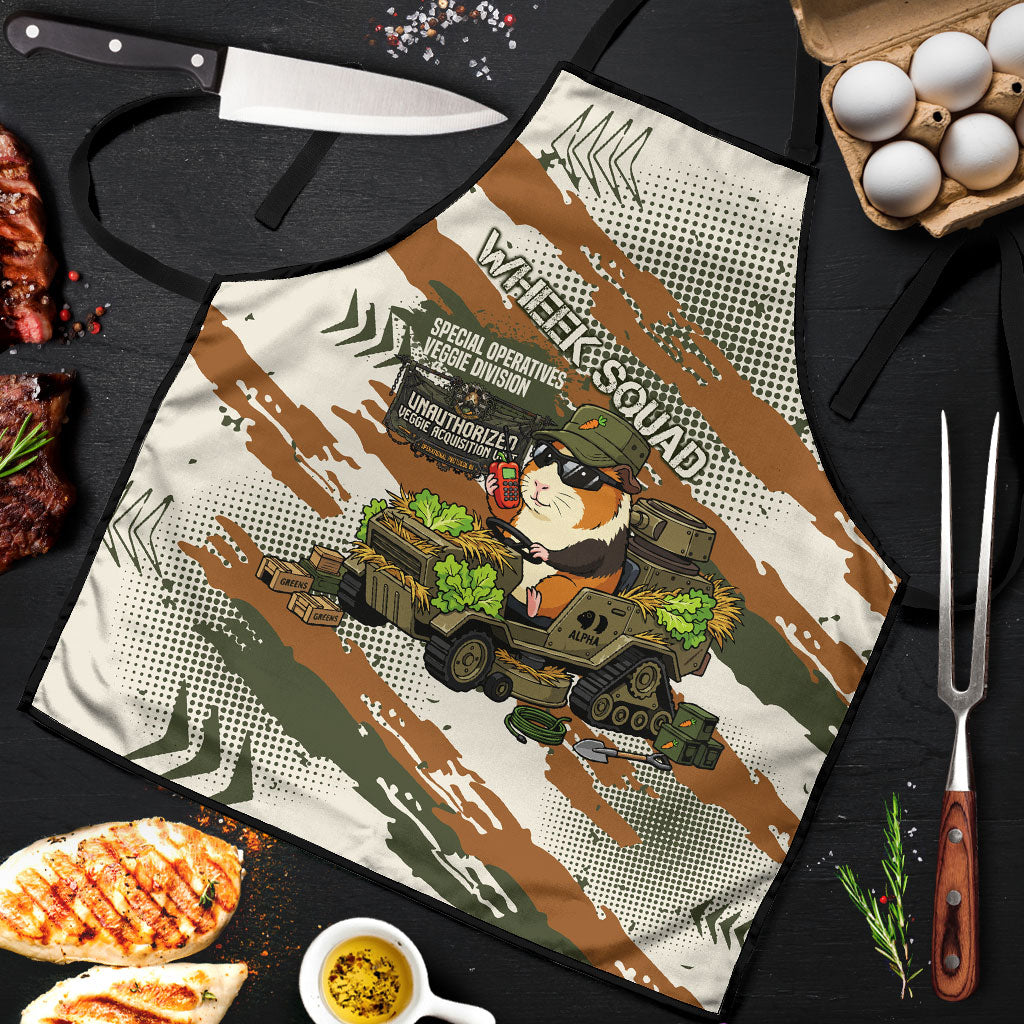 Wheek Squad Guinea Pig Apron Funny Military Tactical Camo Veggie Division Schematic