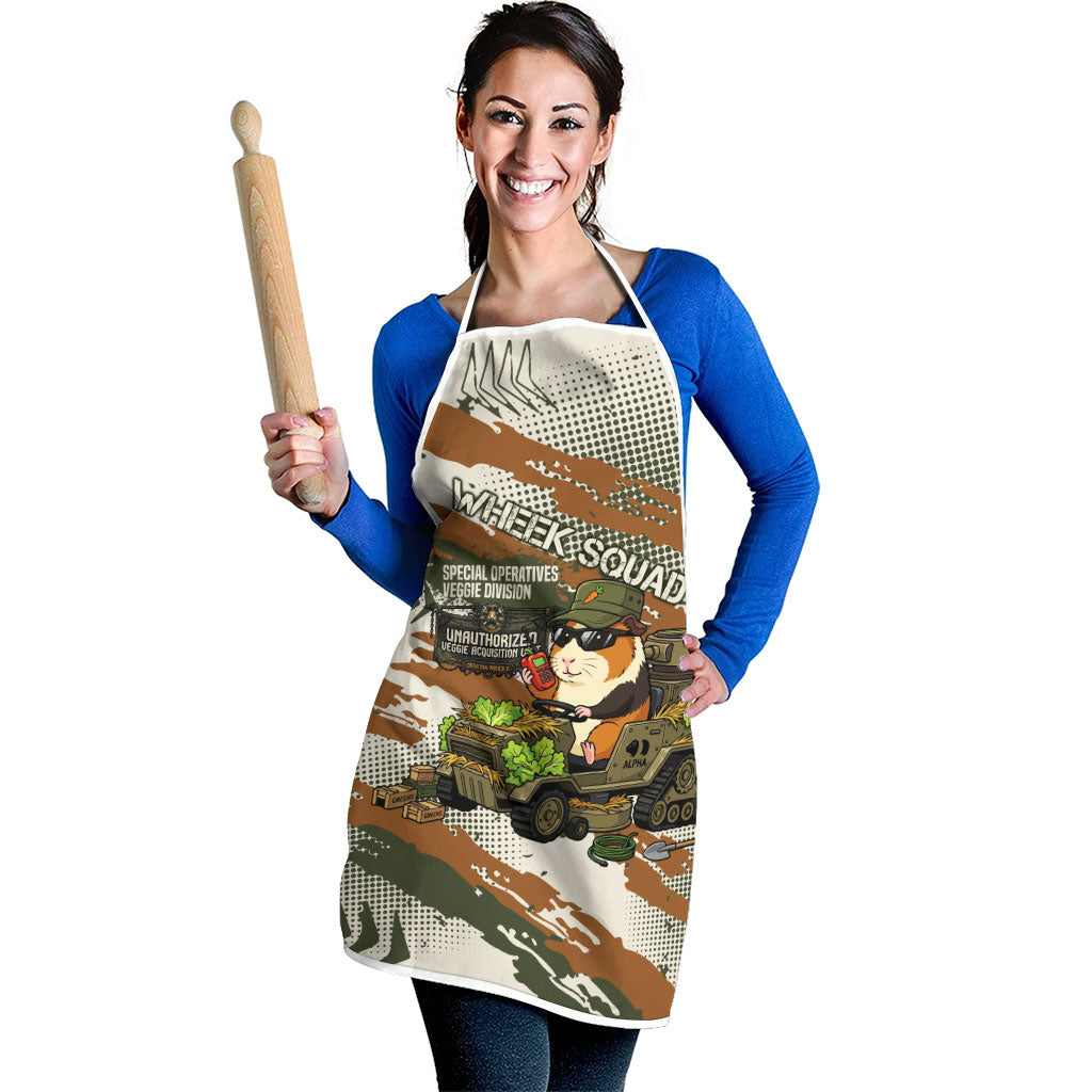 Wheek Squad Guinea Pig Apron Funny Military Tactical Camo Veggie Division Schematic