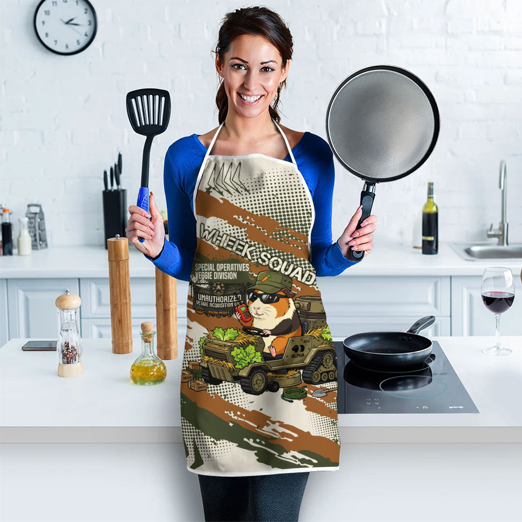 Wheek Squad Guinea Pig Apron Funny Military Tactical Camo Veggie Division Schematic