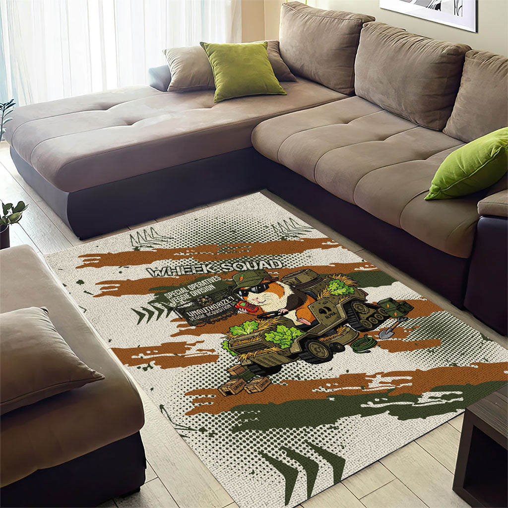 Wheek Squad Guinea Pig Area Rug Funny Military Tactical Camo Veggie Division Schematic