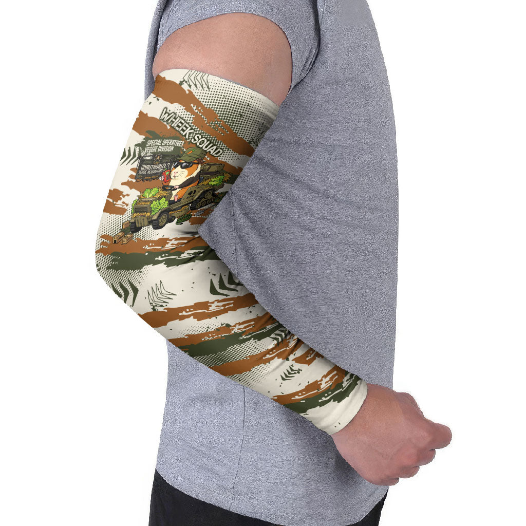 Wheek Squad Guinea Pig Arm Sleeves Funny Military Tactical Camo Veggie Division Schematic