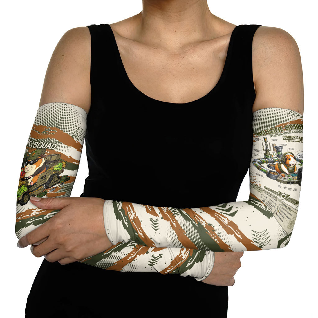 Wheek Squad Guinea Pig Arm Sleeves Funny Military Tactical Camo Veggie Division Schematic